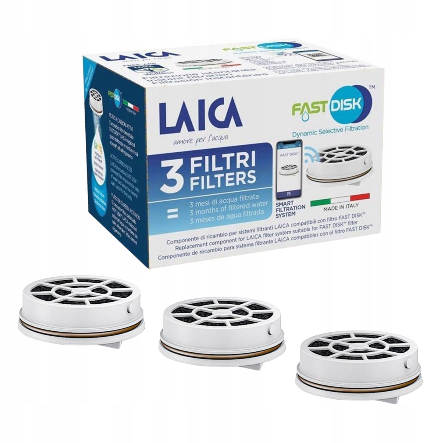 3 x Filtres à charbon actif Fast Disk bouteilles et gourdes myLAICA - Vue 1